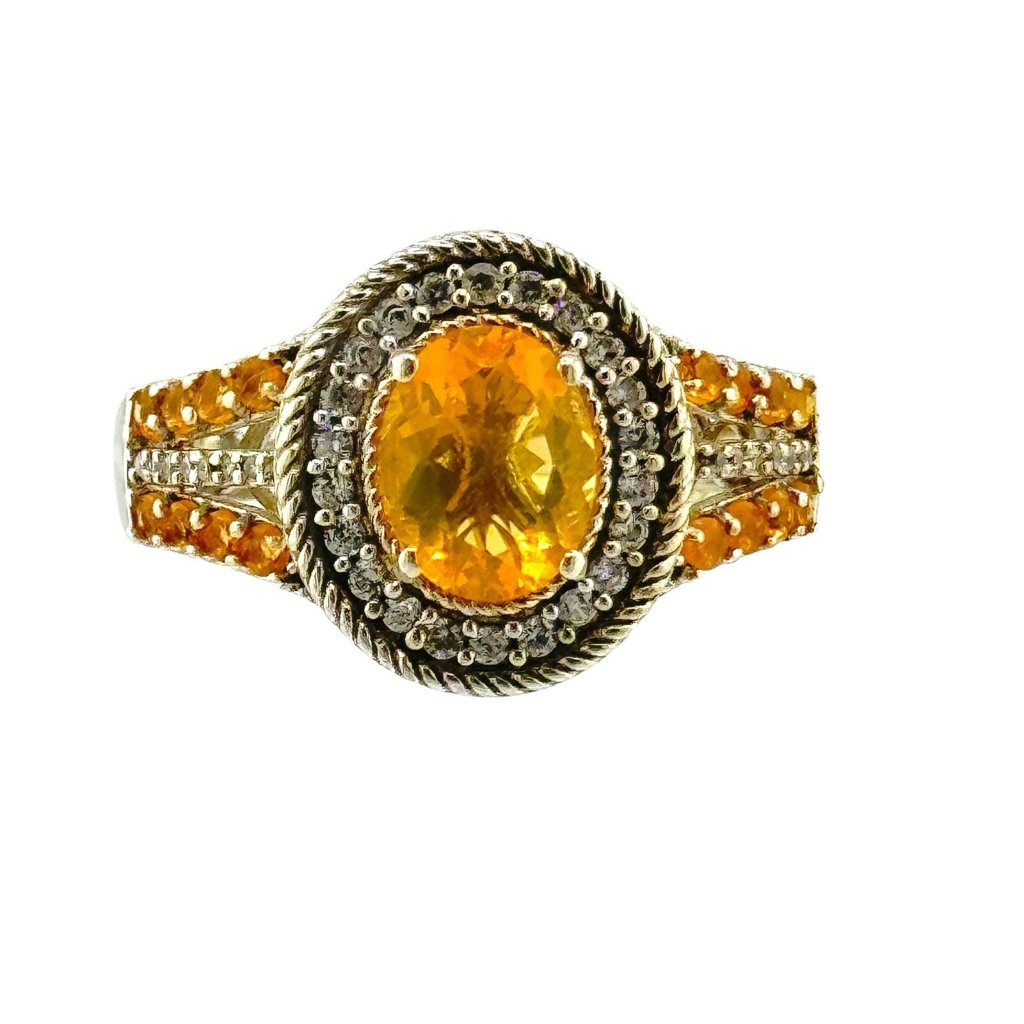 Nwt Chuck Clemency Sterling Silver Yellow Clear Topaz Ring Size 10 Designer